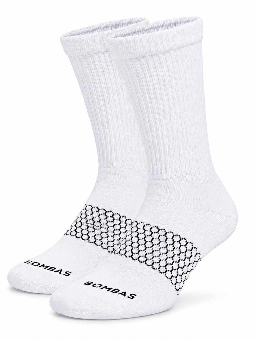 Bombas White Calf Crew Socks Unisex Cushioned Performance Athletic Socks XL NEW